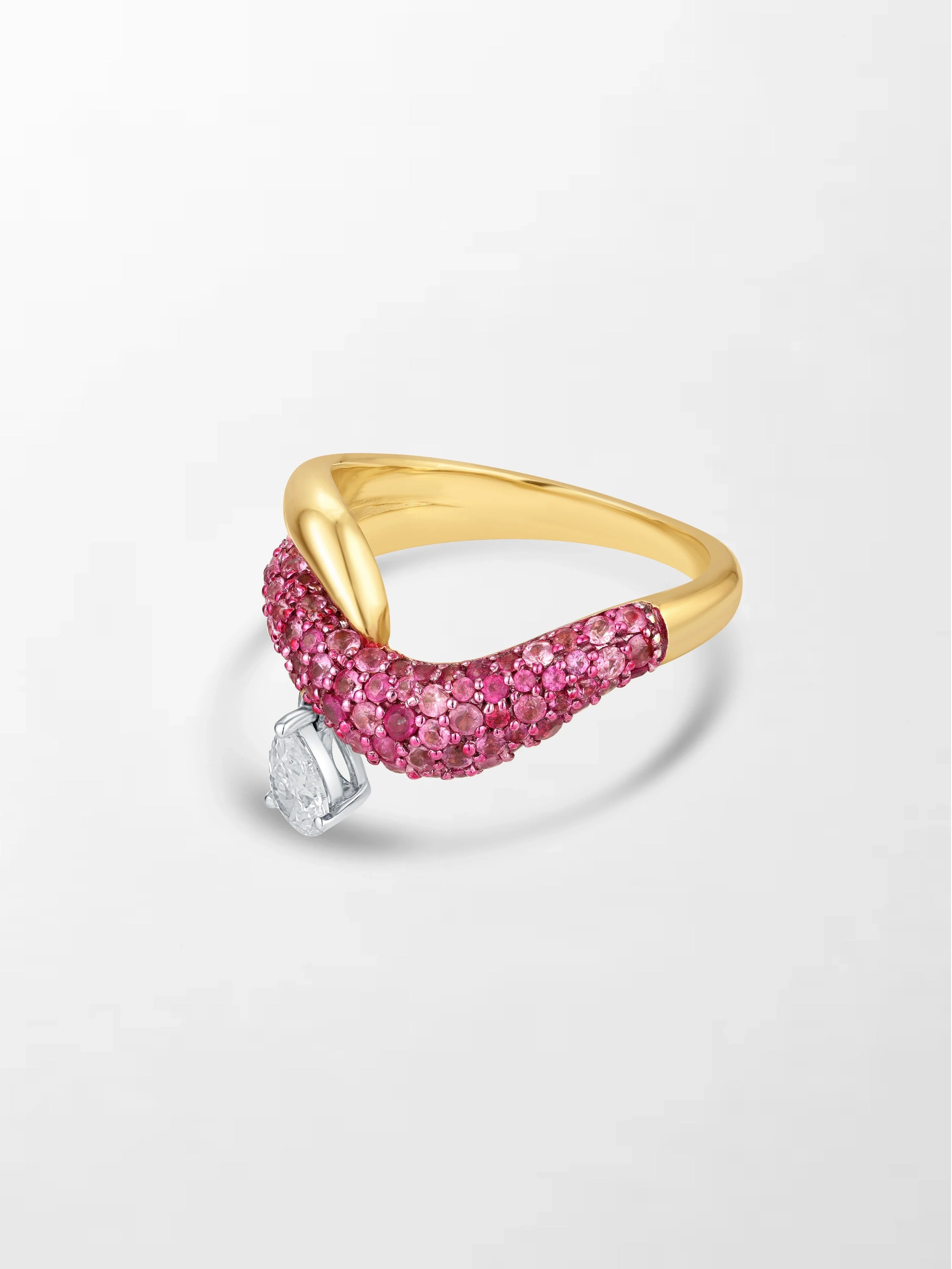 Wave Pear Drop Ring