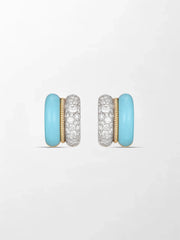 Duo Blue Enamel Pavé Huggie