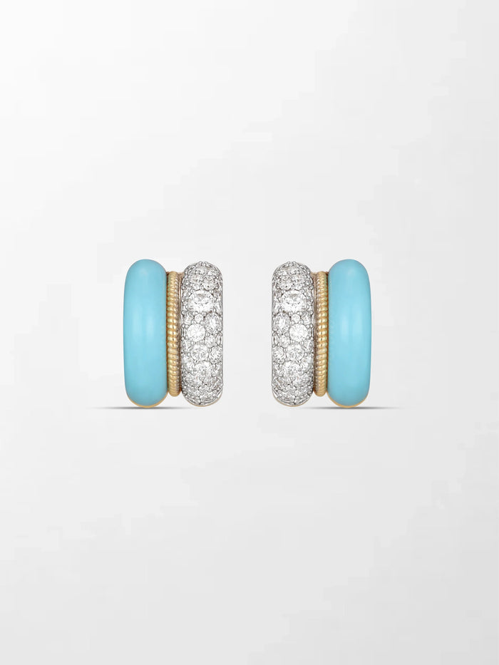 Duo Blue Enamel Pavé Huggie