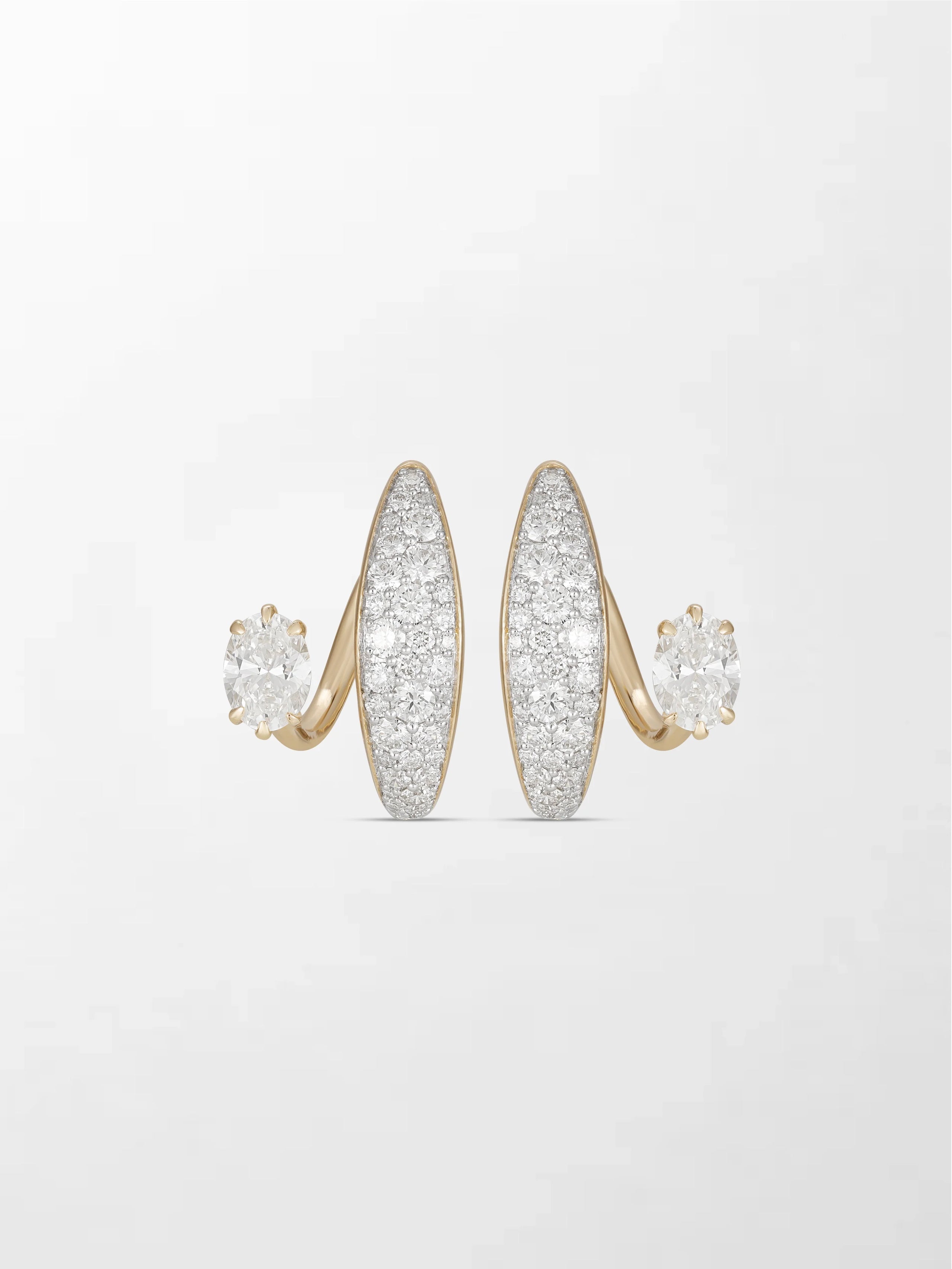 Pavé Oval Diamond Hoops