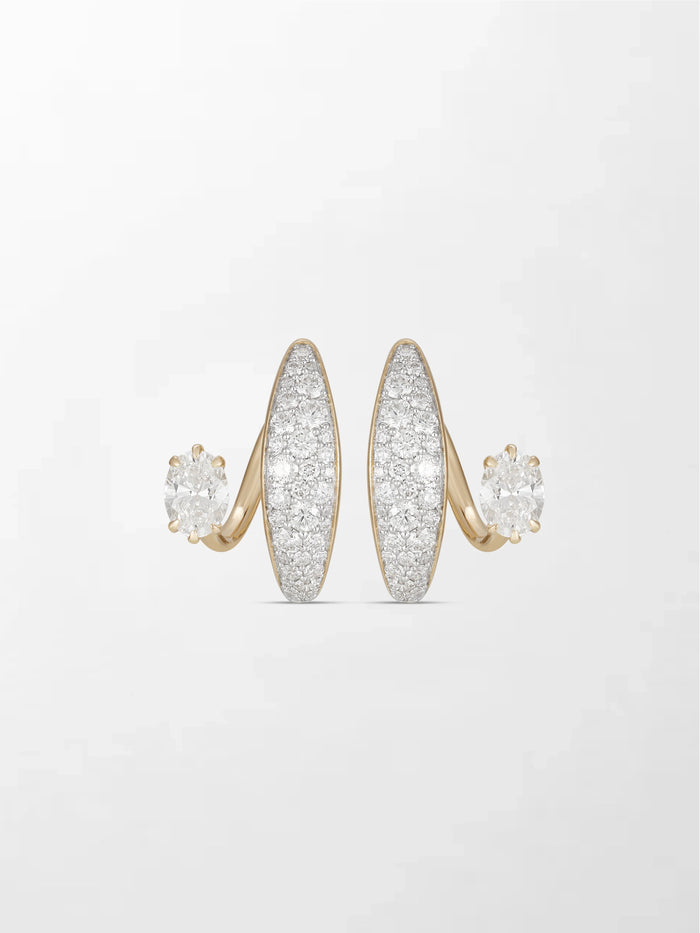 Pavé Oval Diamond Hoops