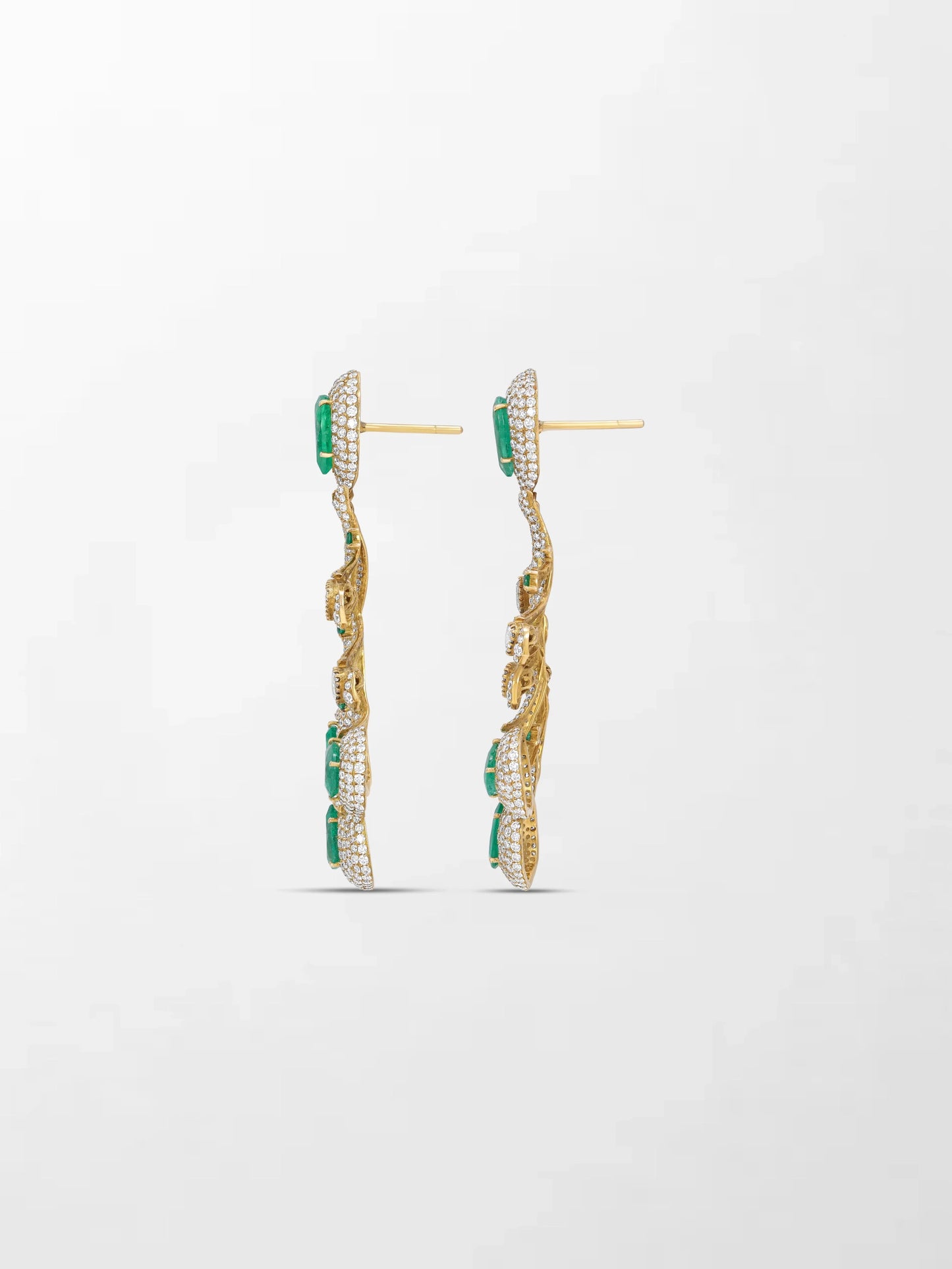 Emerald and Diamond Bloom Chandelier Earrings