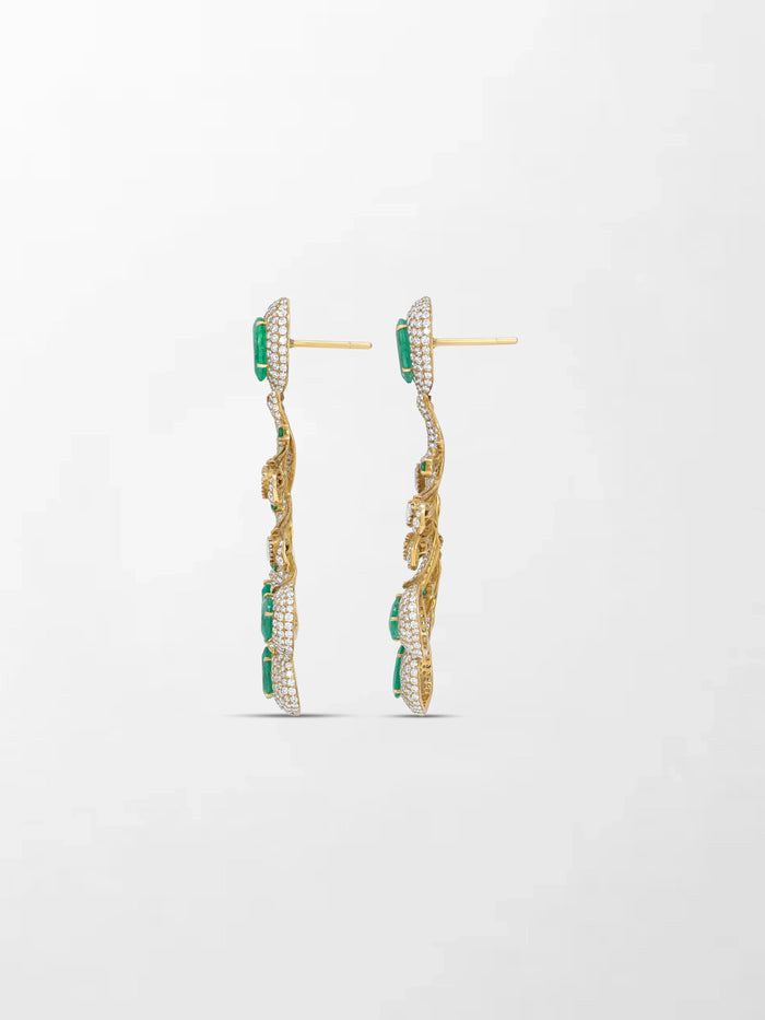 Emerald and Diamond Bloom Chandelier Earrings