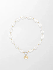Baroque Pearl Necklace with Split Bezel Pavé Pendant