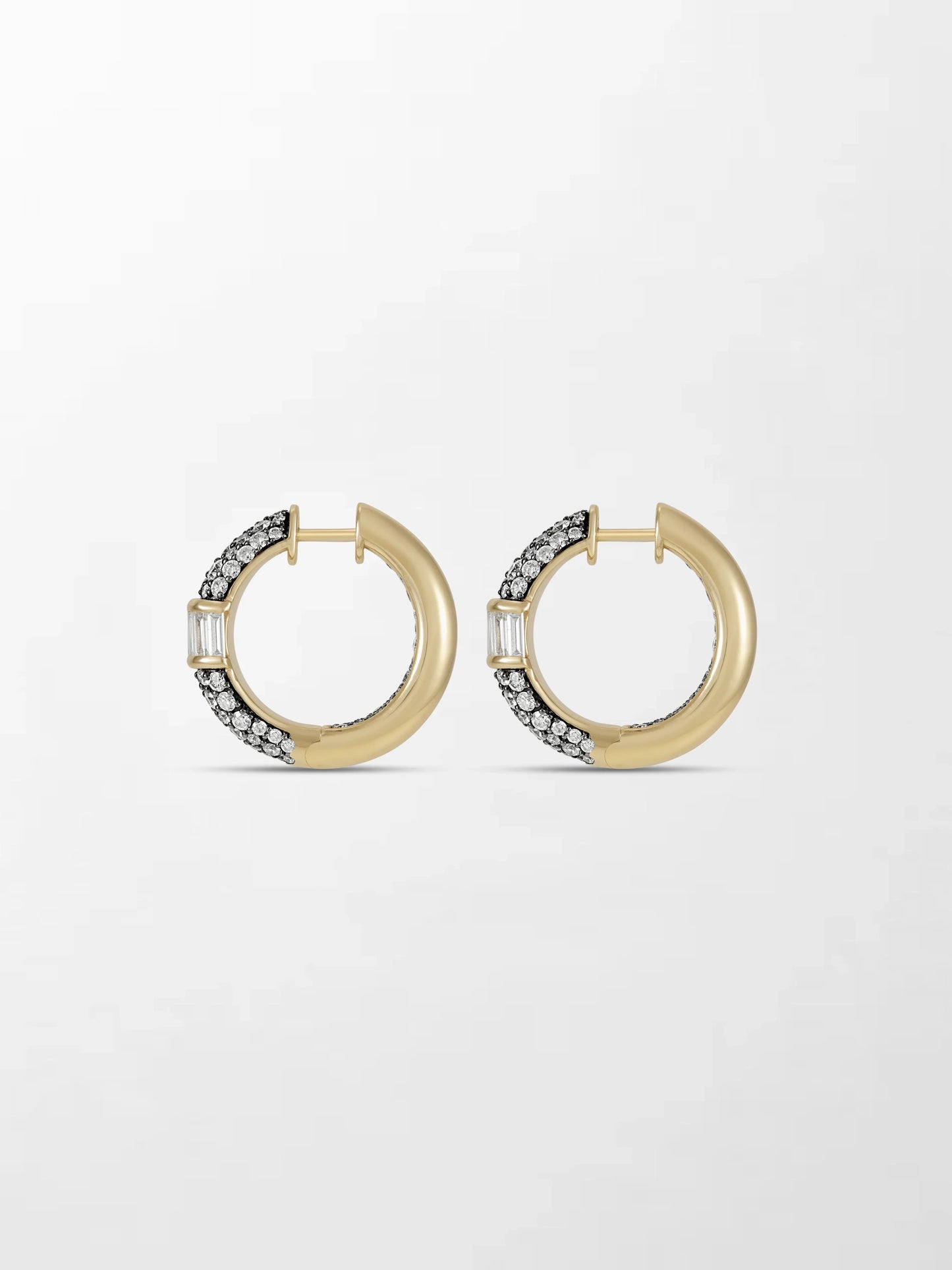 Rhodium Pavé Baguette hoops