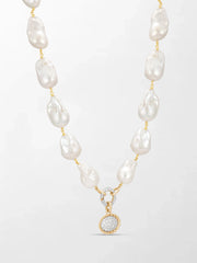 Baroque Pearl Necklace with Split Bezel Pavé Pendant