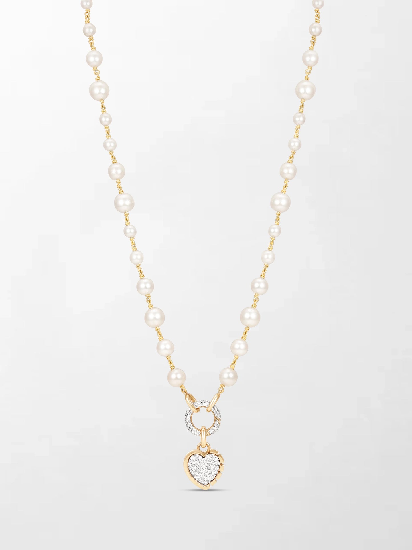 Akoya Pearl Necklace with Split Bezel Heartlight Pendant