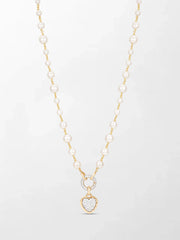 Akoya Pearl Necklace with Split Bezel Heartlight Pendant
