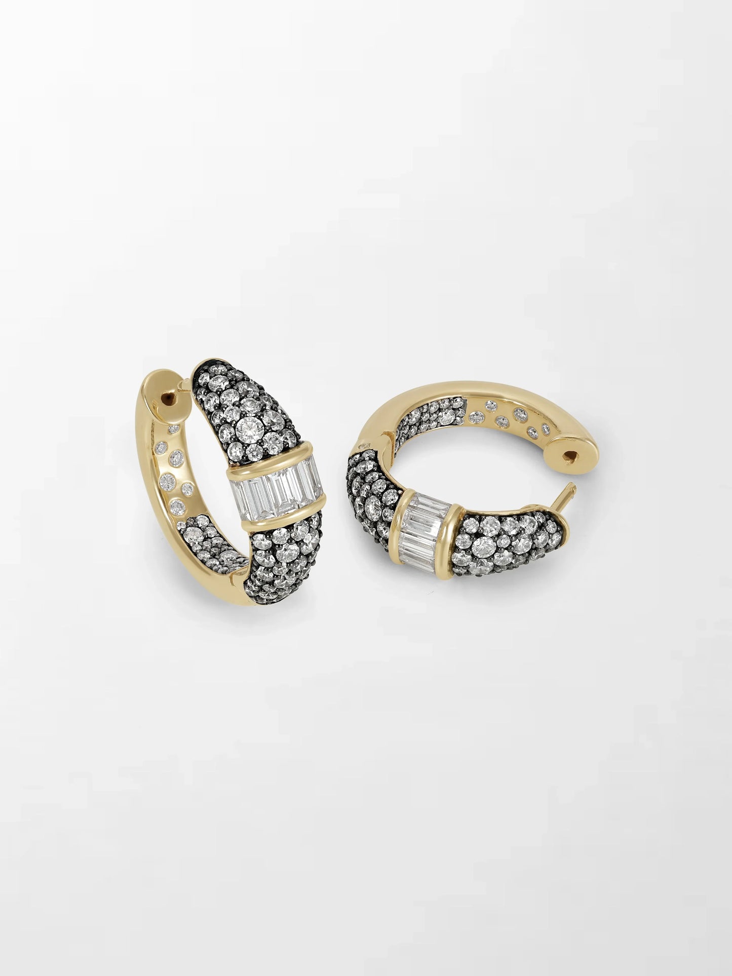 Rhodium Pavé Baguette hoops