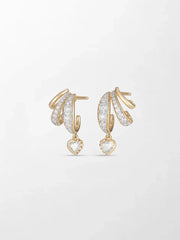Bezel Heart Drop Earrings