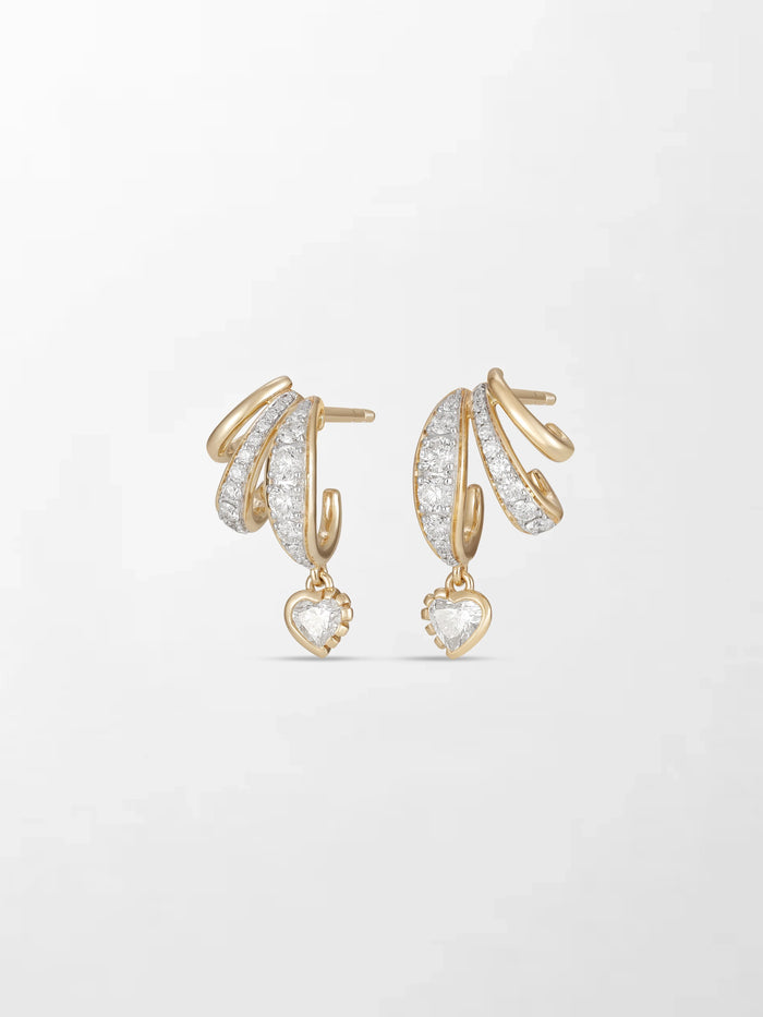 Bezel Heart Drop Earrings