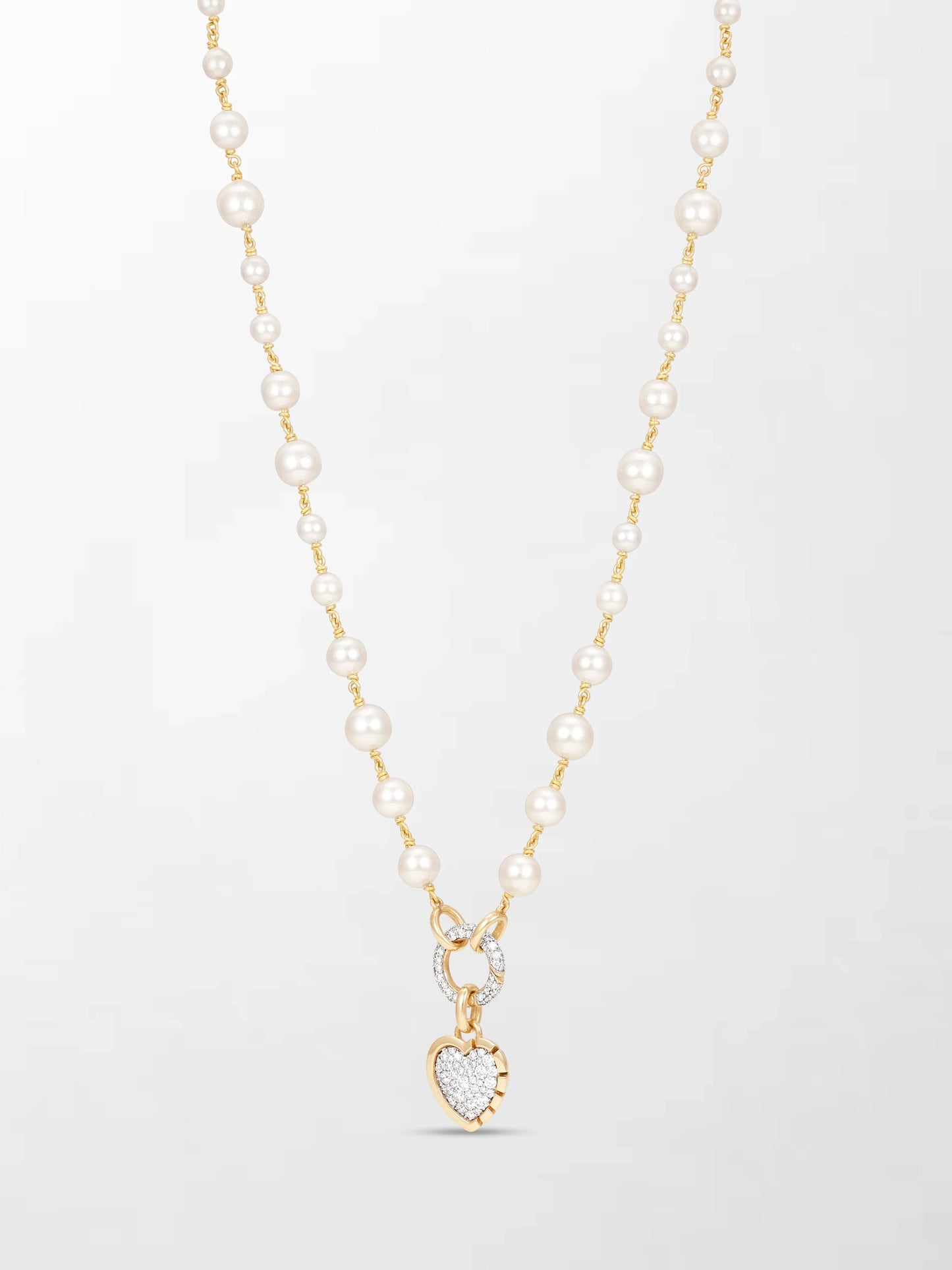 Akoya Pearl Necklace with Split Bezel Heartlight Pendant