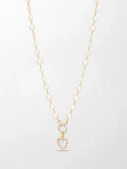 Akoya Pearl Necklace with Split Bezel Heartlight Pendant