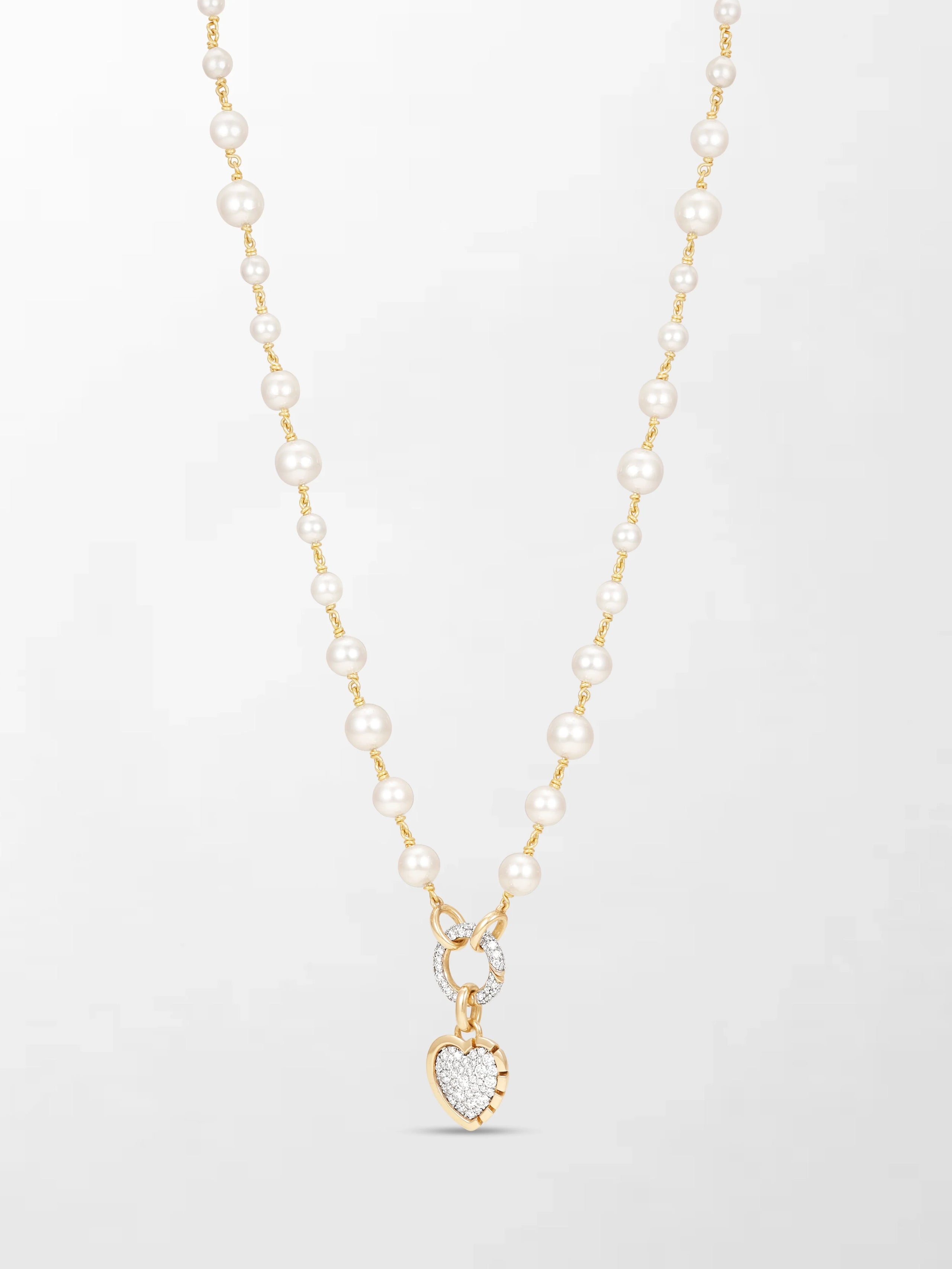 Akoya Pearl Necklace with Split Bezel Heartlight Pendant