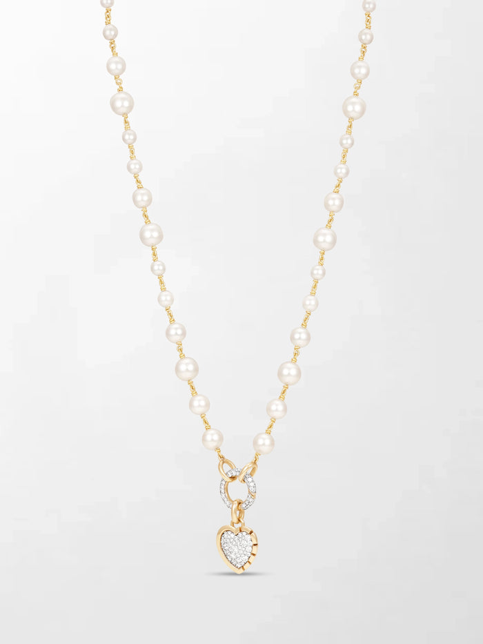 Akoya Pearl Necklace with Split Bezel Heartlight Pendant