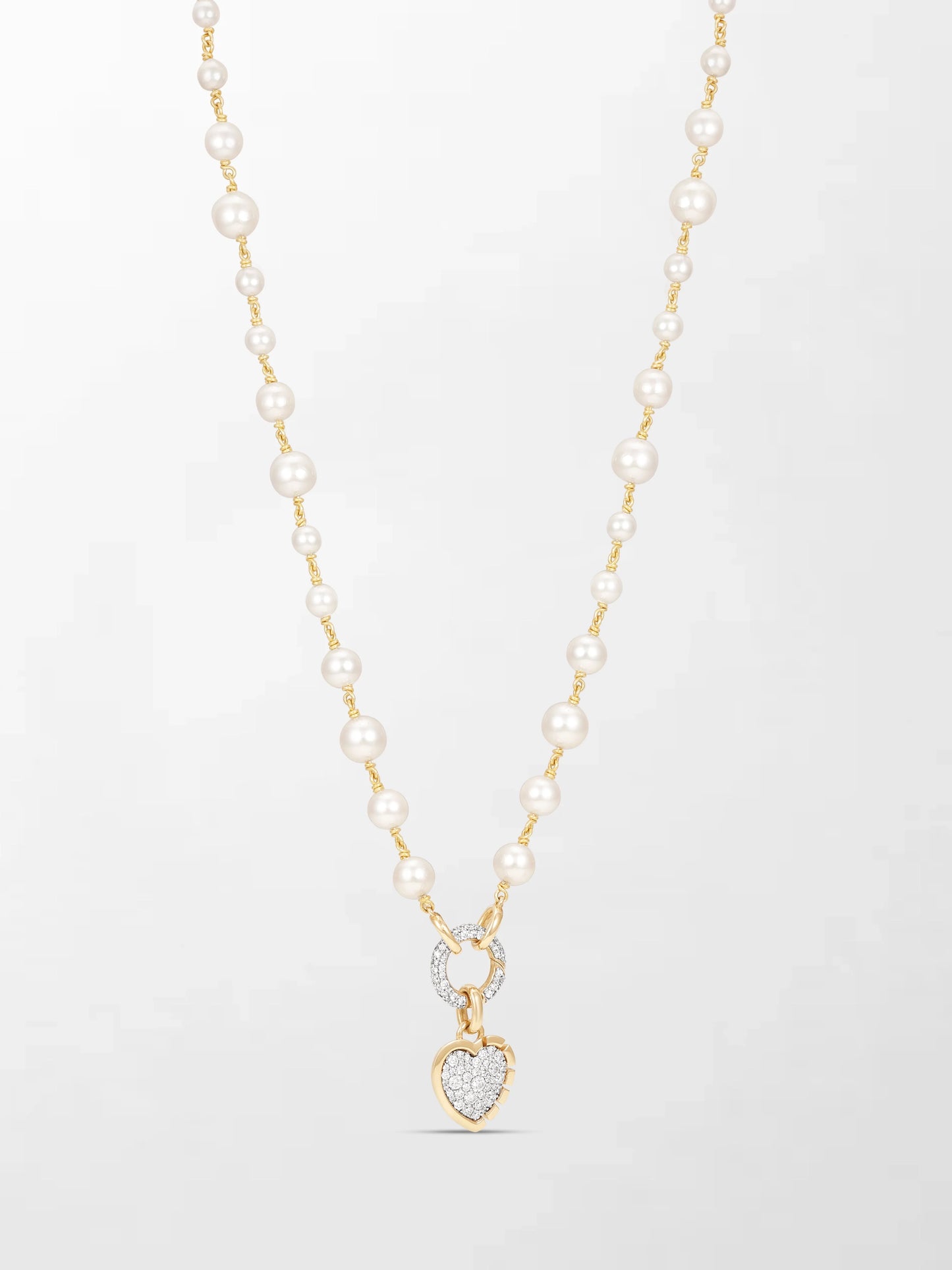 Akoya Pearl Necklace with Split Bezel Heartlight Pendant