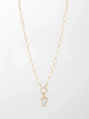 Akoya Pearl Necklace with Split Bezel Heartlight Pendant