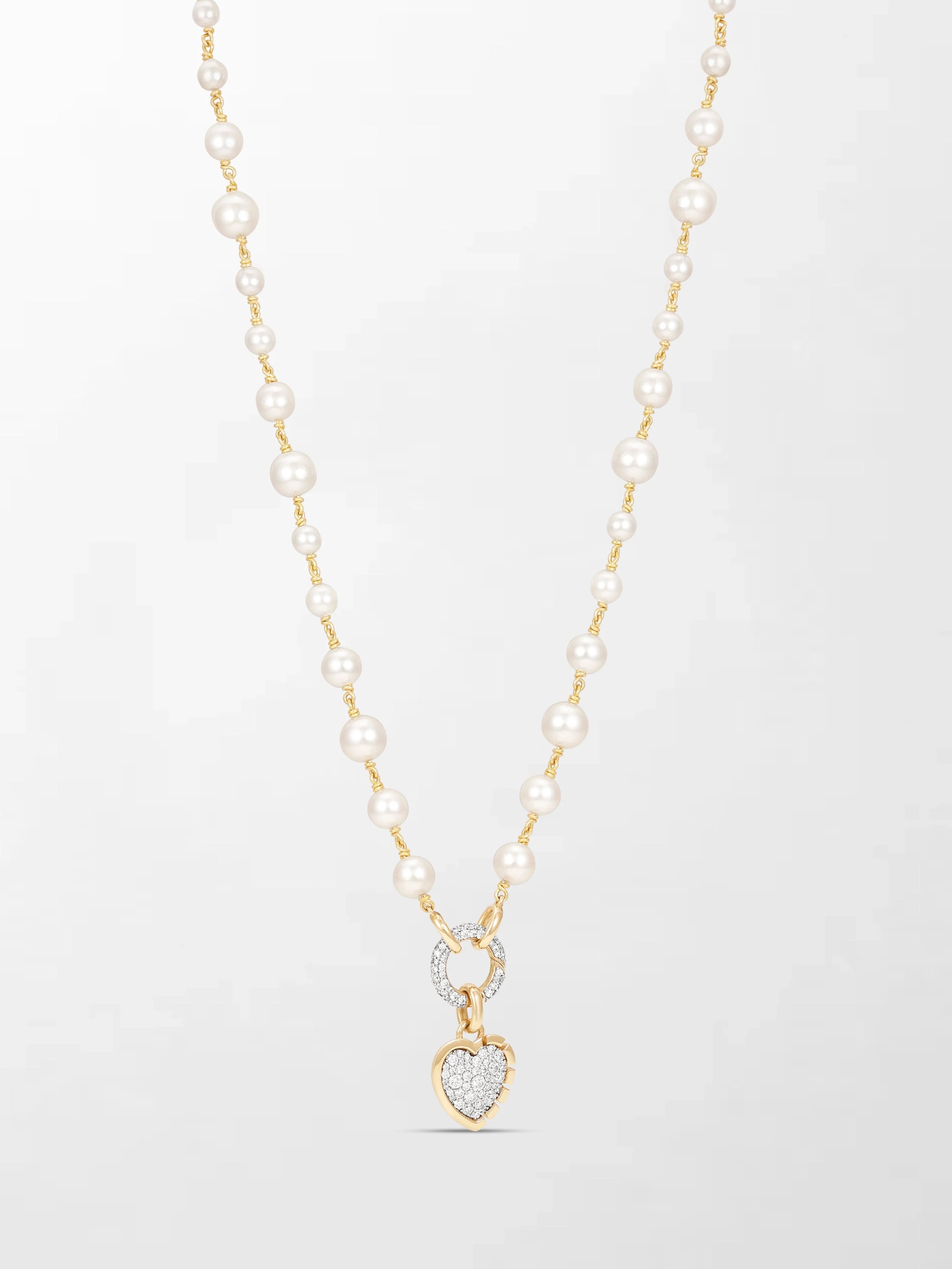 Akoya Pearl Necklace with Split Bezel Heartlight Pendant