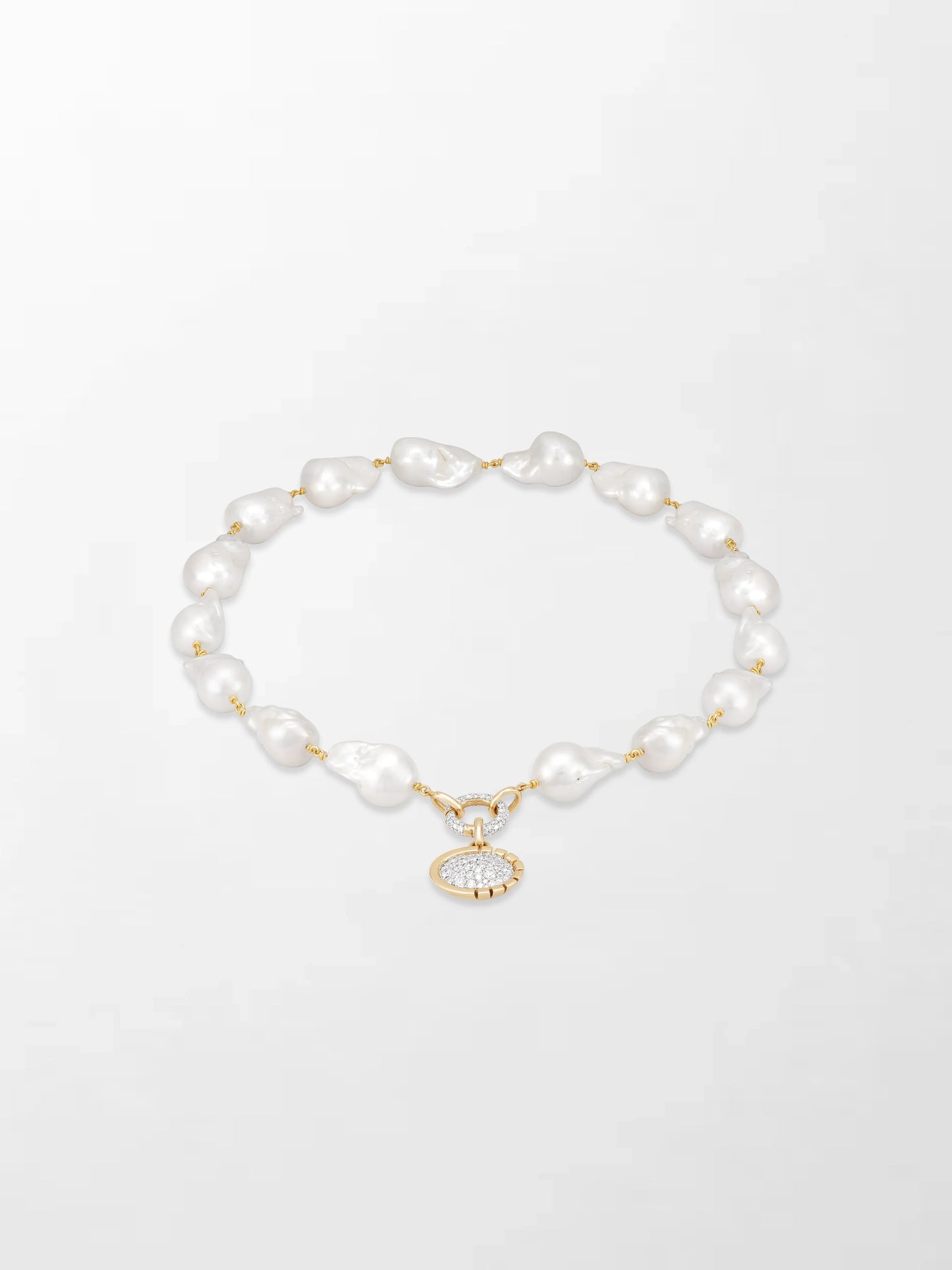 Baroque Pearl Necklace with Split Bezel Pavé Pendant