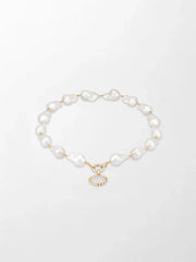 Baroque Pearl Necklace with Split Bezel Pavé Pendant