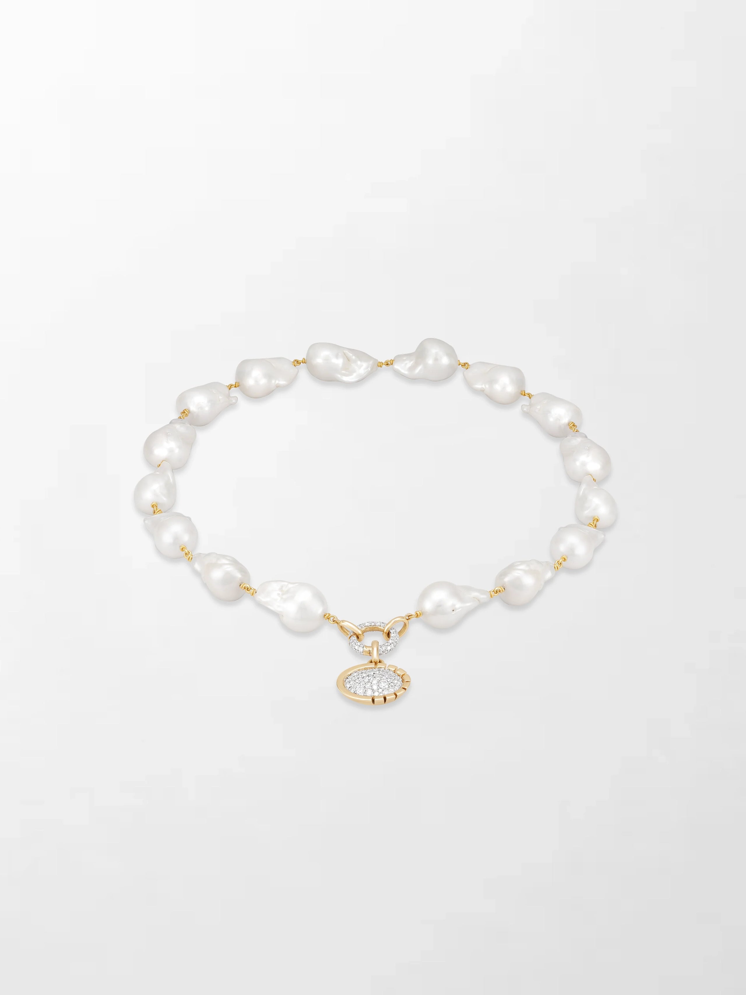 Baroque Pearl Necklace with Split Bezel Pavé Pendant