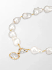 Baroque Pearl Necklace with Split Bezel Pavé Pendant
