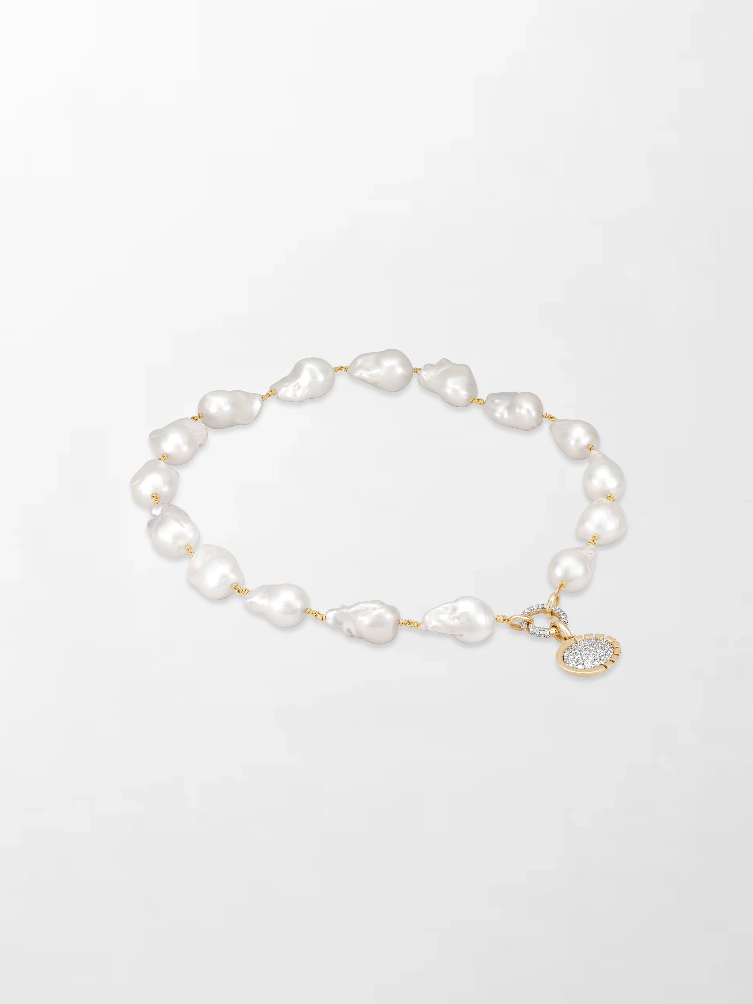 Baroque Pearl Necklace with Split Bezel Pavé Pendant