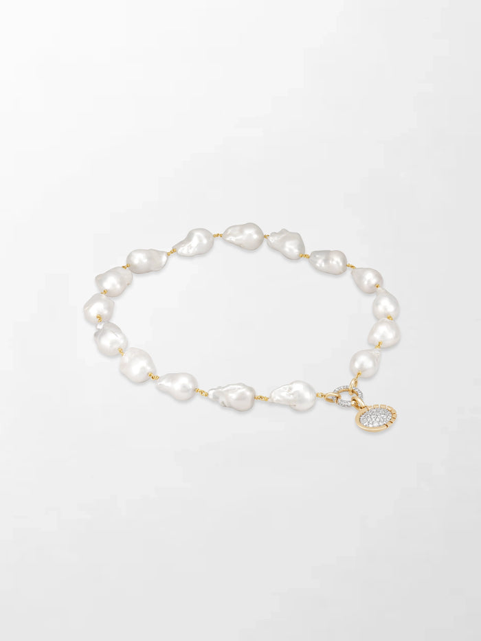 Baroque Pearl Necklace with Split Bezel Pavé Pendant