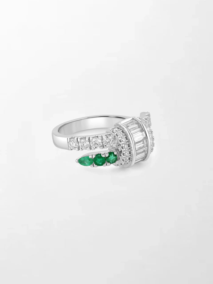 Emerald Baguette Clasp Ring